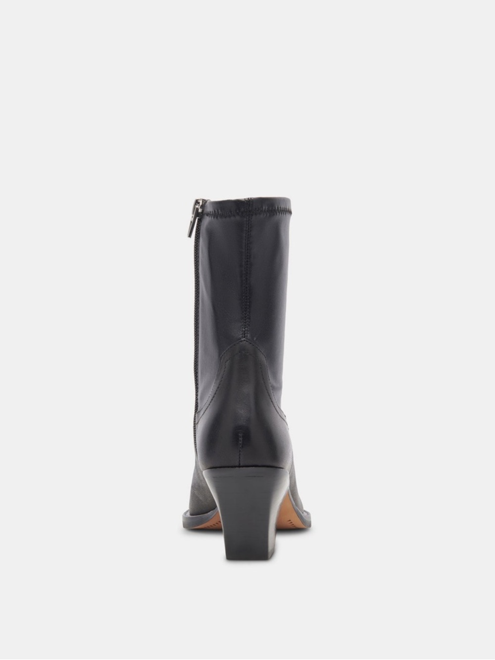 Dolce Vita Black Leather Mid-Calf Block Heel Ankle Boots - Picture 2 of 12